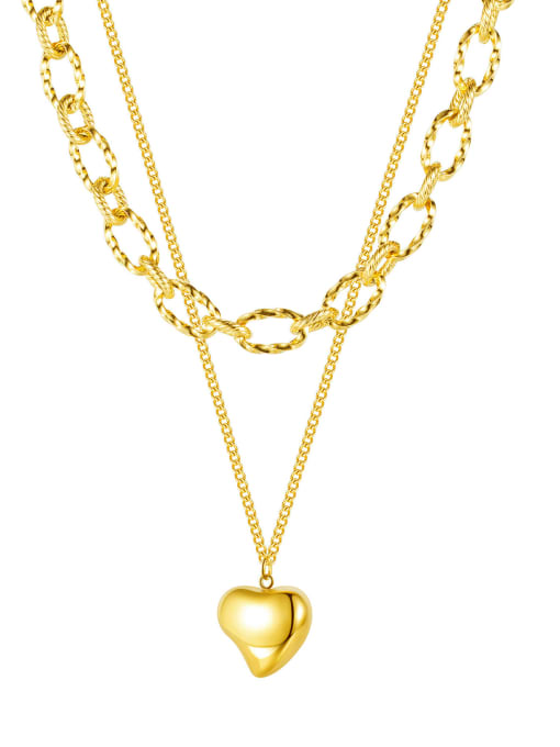 1993 [gold necklace] Titanium Steel Heart Minimalist Multi Strand Necklace
